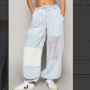POL Light Blue Patchwork Joggers